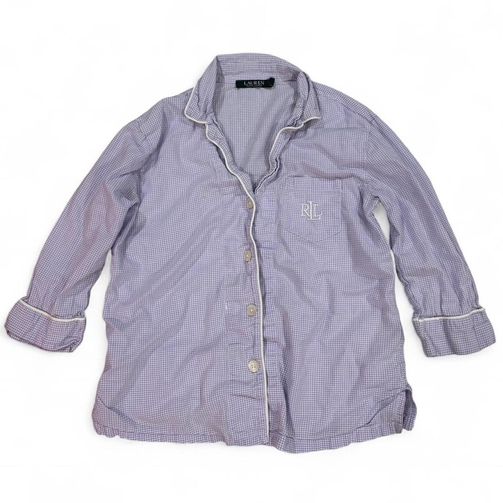 Ralph Lauren Gingham Monogram Pajama Shirt